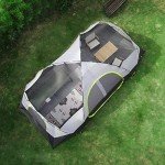 UNP Camping Tent 10-Person-Family Tents, 2 Room Tent, Parties, Music Festival Tent, Big, Easy Up, 5 Large Mesh Windows, Double Layer, Waterproof, Weather Resistant, 18ft x 9ft x78in