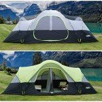 UNP Camping Tent 10-Person-Family Tents, 2 Room Tent, Parties, Music Festival Tent, Big, Easy Up, 5 Large Mesh Windows, Double Layer, Waterproof, Weather Resistant, 18ft x 9ft x78in