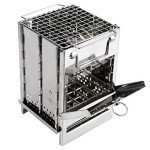 REDCAMP Wood Burning Folding Camp Stove Stainless Steel Grid, Portable Collapsible Backpacking Stove Survival Rocket Stove for Hiking Outdoor Tent Camping Picnic BBQ, Samll