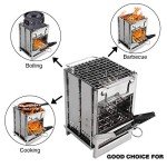 REDCAMP Wood Burning Folding Camp Stove Stainless Steel Grid, Portable Collapsible Backpacking Stove Survival Rocket Stove for Hiking Outdoor Tent Camping Picnic BBQ, Samll