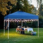 PHI VILLA Outdoor Pop up Canopy 10'x10' Tent Camping Sun Shelter-Series Party Tent, 100 Sq. Ft of Shade (Blue)