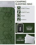 Ohuhu Sleeping Bags for Adults, Double Sleeping Bag with 2 Pillows Queen Size Two Person Sleeping Bag for Camping Hiking Backpacking Waterproof Sleeping Bag for Cold Weather & Warm