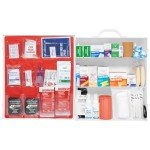 MFASCO OSHA/ANSI 2021 Class B Compliant First Aid Cabinet - Large 3-Shelf Wall Mount Kit for Office, Commercial Businesses - Complete Metal First Aid Box with Supplies - No Medications