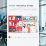 MFASCO OSHA/ANSI 2021 Class B Compliant First Aid Cabinet - Large 3-Shelf Wall Mount Kit for Office, Commercial Businesses - Complete Metal First Aid Box with Supplies - No Medications