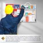 MFASCO OSHA/ANSI 2021 Class B Compliant First Aid Cabinet - Large 3-Shelf Wall Mount Kit for Office, Commercial Businesses - Complete Metal First Aid Box with Supplies - No Medications