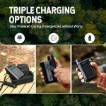 Greeshow Electric Portable Water Filter Camping with Solar Panel/Hand Crank/USB Charging/Emergency Light for Survival Hiking Backpacking Travel Outdoor, Phone Charger, GS-2811, 0.01 Micron 5-Stage