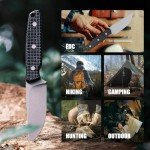 Vosteed Mink Fixed Blade Knives - 3.33’’ Nitro-V Blade with Sheath, Full-Tang Black Micarta Handle - EDC Knife Great for Outdoor Camping Hunting - D0101