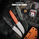 Vosteed Mink Fixed Blade Knives - 3.33’’ Nitro-V Blade with Sheath, Full-Tang Black Micarta Handle - EDC Knife Great for Outdoor Camping Hunting - D0101