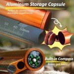 Flint and Steel Fire Starter Kit 7-in-1 Ferro Rod Fire Steel Bushcraft Equipment 4.3", Portable Survival Magnesium Kit with 36" Waterproof Wick Rope, Multi Tool Scraper, Compass for Camping Hiking