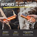 Flint and Steel Fire Starter Kit 7-in-1 Ferro Rod Fire Steel Bushcraft Equipment 4.3", Portable Survival Magnesium Kit with 36" Waterproof Wick Rope, Multi Tool Scraper, Compass for Camping Hiking