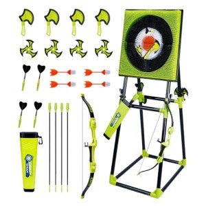 CEDOIEOP Axe Throwing Game for Backyard,Deluxe Ax Throwing Game Set for Adults,Collapsible Stand,5 Kind Throwing Tools Including Axes/Darts/Bows,Throwing Stars Target Board for Outdoor/Indoor