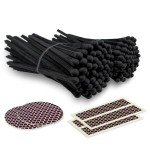 4" All Black Matches (100 Count, with Striking Stickers Included) | Decorative Unique & Fun for Your Home, Gifts, Accessories & Events | Premium Long Wood Safety Matches by Thankful Greetings