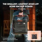Jackery Explorer 2000 v2 Portable Power Station, 2042Wh LiFePO4 Home Backup Battery, 2200W Solar Generator, USB-C PD 100W Fast Charging for Emergencies, Power Outages, Camping(Solar Panel Optional)