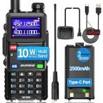 BAOFENG Radio 5RM Ham Radio10W Long Range Handheld AR-5RM Two Way Radio NOAA Weather Receiver Rechargeable Walkie Talkies Longe Range DTMF Copy Frequency 999CH with Type C Charging 2500mAh Battery