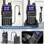 BAOFENG Radio 5RM Ham Radio10W Long Range Handheld AR-5RM Two Way Radio NOAA Weather Receiver Rechargeable Walkie Talkies Longe Range DTMF Copy Frequency 999CH with Type C Charging 2500mAh Battery