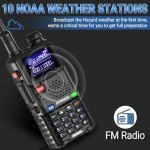 BAOFENG Radio 5RM Ham Radio10W Long Range Handheld AR-5RM Two Way Radio NOAA Weather Receiver Rechargeable Walkie Talkies Longe Range DTMF Copy Frequency 999CH with Type C Charging 2500mAh Battery