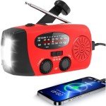 Hand Crank Emergency Radio, AM/FM/NOAA Weather Radio with 2000mAh/7400mWh Battery Operated, Solar Power Bank Radio Flashlight Cell Phone Charger, 4 Power Indicators, SOS Siren for Emergency Kit