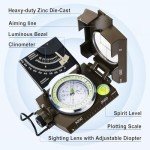 Posinly Military Compass for Hiking, Survival Compass with Inclinometer, Sighting, Optic, Waterproof Compass for Camping, Scouting, Activities Boating
