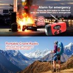 Hand Crank Emergency Radio, AM/FM/NOAA Weather Radio with 2000mAh/7400mWh Battery Operated, Solar Power Bank Radio Flashlight Cell Phone Charger, 4 Power Indicators, SOS Siren for Emergency Kit