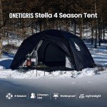 OneTigris Stella 4 Season Camping Tent Backpacking 2 Person Waterproof Lightweight Easy Setup Instant 3000mm Waterproof Rating Outdoor Hiking Tent, Black