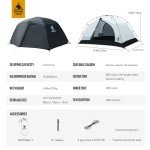 OneTigris Stella 4 Season Camping Tent Backpacking 2 Person Waterproof Lightweight Easy Setup Instant 3000mm Waterproof Rating Outdoor Hiking Tent, Black