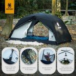 OneTigris Stella 4 Season Camping Tent Backpacking 2 Person Waterproof Lightweight Easy Setup Instant 3000mm Waterproof Rating Outdoor Hiking Tent, Black