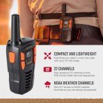 Cobra ACXT145 Compact Walkie Talkies - Rechargeable, Lightweight, 22 Channels, Long Range 16-Mile Two-Way Radio Set (2-Pack), black