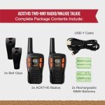 Cobra ACXT145 Compact Walkie Talkies - Rechargeable, Lightweight, 22 Channels, Long Range 16-Mile Two-Way Radio Set (2-Pack), black