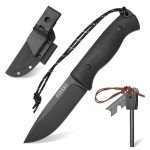 foyeni Bushcraft Survival Knife with Fire Starter and Kydex Sheath, 9.7" Full Tang Fixed Blade Hunting Knife with G10 Handle for Outdoor, Hunting, Fishing,Camping