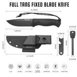 foyeni Bushcraft Survival Knife with Fire Starter and Kydex Sheath, 9.7" Full Tang Fixed Blade Hunting Knife with G10 Handle for Outdoor, Hunting, Fishing,Camping