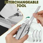 Multper Multitools Pliers Pro, Upgraded Multi Tool With Damascus Knife, Replaceable Wire Cutters and Screwdirver Set, Foldable Multitools with Scissors, Screwdriver, Ideal for Camping,Survival, Repair