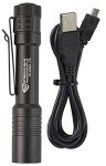 Streamlight 66320 MacroStream USB 500-Lumen Rechargeable Compact Flashlight with Wrist Lanyard, Hat Clip and USB Cord, Black