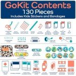 Keep Going Travel First Aid Kit for Kids – 130 Pc. for Car, Purse, Diaper Bag, Backpack, & Suitcase, with Latex-Free Bandages – 7 x 5 x 2 in. TSA-Approved
