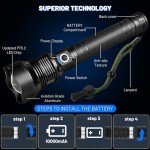 Cinlinso Flashlights High Lumens Rechargeable, 990,000 Lumens Super Bright Led Flashlight, Flash Light with 5 Modes, IPX6 Waterproof, Handheld Powerful Flashlight for hu∩ting, Camping, Emergencies