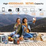 Portable Power Station 100W MARBERO Camping Solar Generator 167Wh Power Bank with AC Outlet 110V with Multi-Output LED Flashlights for CPAP Home Camping Hurricane Emergency