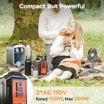 Portable Power Station 100W MARBERO Camping Solar Generator 167Wh Power Bank with AC Outlet 110V with Multi-Output LED Flashlights for CPAP Home Camping Hurricane Emergency