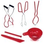 Canning Kit Canning Supplies Starter Kit,Set of 6 Canning Starter Kit for Beginners,Canning Tools Set with Mason Jar Lifter,Wrench & Funnel,Tongs, Magnetic Lid Lifter,Bubble Popper