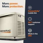 Generac Guardian 22kW Home Standby Generator with 200 Amp Transfer Switch, Durable All Aluminum, WiFi Enabled with G-Force Engine, Easy to Use, Whole House Power Backup, Smart Outage Solution - Bisque