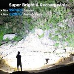 Flashlights High Lumens Rechargeable, Super Bright 990000 Lumens Flashlights with USB Cable, Brightest LED Flashlight for Emergencies, High Powered Flash Light IPX6 Waterproof 7 Light Modes Zoomable