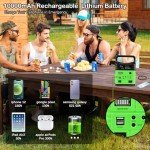 Portable Power Station,Solar Generator with Panels included,LiFePO4 Lithium Battery Pack Small Solar Powered Generator with DC/USB Outlets,LED Flashlight for Home Use,Outdoor Camping Quiet(Green)