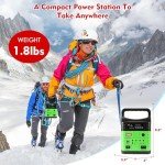 Portable Power Station,Solar Generator with Panels included,LiFePO4 Lithium Battery Pack Small Solar Powered Generator with DC/USB Outlets,LED Flashlight for Home Use,Outdoor Camping Quiet(Green)