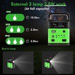 Portable Power Station,Solar Generator with Panels included,LiFePO4 Lithium Battery Pack Small Solar Powered Generator with DC/USB Outlets,LED Flashlight for Home Use,Outdoor Camping Quiet(Green)