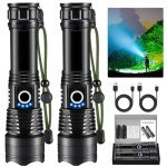 Flashlights High Lumens Rechargeable, 2Pack Rechargeable Flashlights, 990000lm Super Bright Flashlight, 5Mode Tactical Flashlights High Lumens, LED Flashlight High Powered, Waterproof Flash Light LED