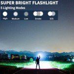 Flashlights High Lumens Rechargeable, 2Pack Rechargeable Flashlights, 990000lm Super Bright Flashlight, 5Mode Tactical Flashlights High Lumens, LED Flashlight High Powered, Waterproof Flash Light LED