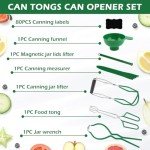 6PCS Canning Supplies Canning Kit Stainless Steel Canning Set,Canning Essential Tools Include Tongs,Wide Mouth Funnel,Jar Lifter,Jar Wrench,Magnetic Lid Lifter