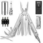 SHALL Multi Tool, 18-in-1 Multitool Pliers, Stainless Steel Multi-tool Pocket Knife w/Screwdriver Bit & Universal Socket, Self-locking Multipurpose Tool w/Sheath for Camping Fishing Survival Hunting