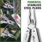 SHALL Multi Tool, 18-in-1 Multitool Pliers, Stainless Steel Multi-tool Pocket Knife w/Screwdriver Bit & Universal Socket, Self-locking Multipurpose Tool w/Sheath for Camping Fishing Survival Hunting