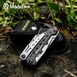 Maarten Lightweight Multitool Pliers, 11 in 1 Suspension Multi-Plier with Carabiner, Stainless Steel Portable Pocket Keychain Multi tool with Spring Pliers, Folding Saw, Bottle Opener and Sheath