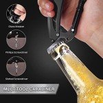 FUNBRO Multitool Carabiner with Pocket Knife, Stocking Stuffers Gifts for Men, EDC Carabiners with Folding Knives, Bottle Opener, Window Breaker and Screwdriver, Survival Gear for Camping Hiking