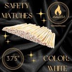 3.75" White - 100 Color Safety Matches Bundle (3.75 inches) - Free Striker! - Replacement Refill Long for Fireplace Candles - Wooden Wood Match Sticks